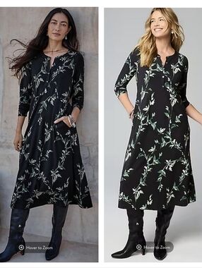 J.jill Pure Jill Printed-knit Midi Dress In Nightingale Navy Size Medium Tall MT